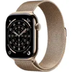 Apple Watch Series 11 GPS + Cellular 42mm Gold Titanium Case with Gold Milanese Loop