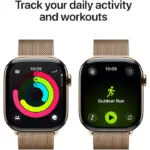 Apple Watch Series 11 GPS + Cellular 42mm Gold Titanium Case with Gold Milanese Loop - Image 8