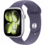 Apple Watch Series 11 GPS + Cellular 42mm Silver Aluminium Case with Purple Fog Sport Band - S/M