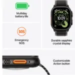 Apple Watch Ultra 3 GPS + Cellular 49mm Black Titanium Case with Black Titanium Milanese Loop - Small - Image 3