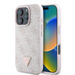 Калъф от Guess PU 4G Strass Triangle Metal Logo Case за iPhone 16 Pro Pink