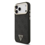 Калъф от 
Guess PU Leather 4G Strass Triangle Logo Gold Frame MagSafe Case for iPhone 17 Pro Max Black - Image 2